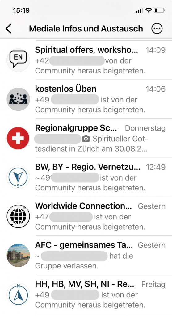 Screenshot Gruppen WhatsApp-Community